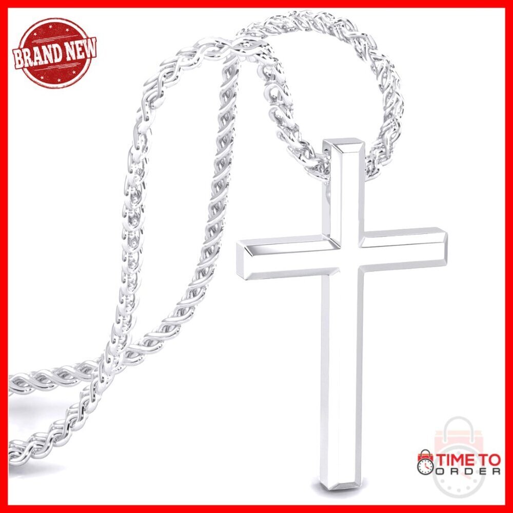 Stainless Steel Cross Necklace for Men, 20 or 24 Inch, Waterproof